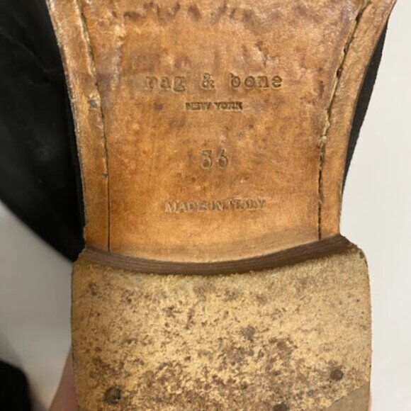 Rag & Bone New York Black Suede Tall Moto Boots - Size 36 - Picture 8 of 13